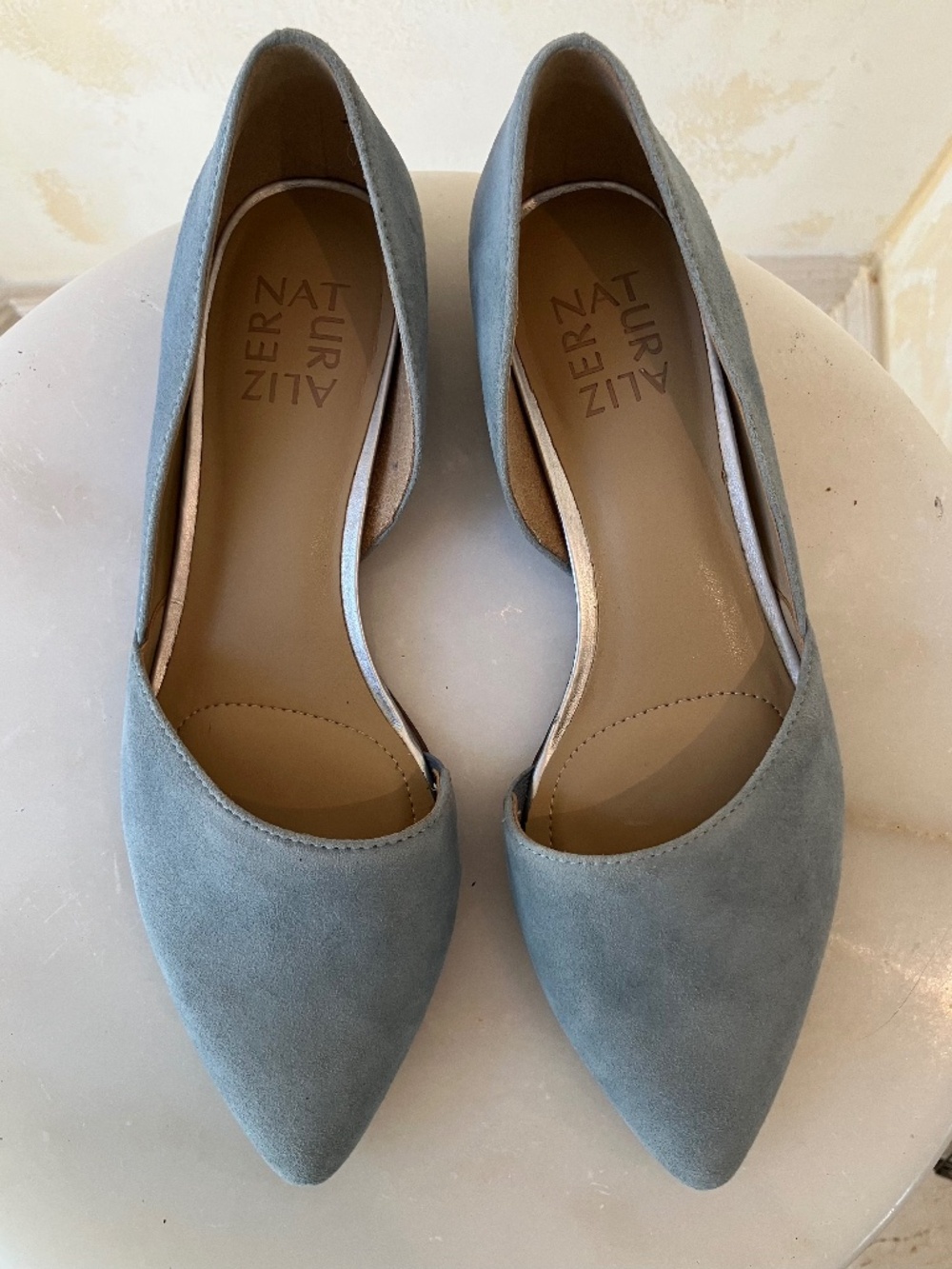 NATURALIZER d’ORSAY POWDER BLUE LEATHER SUEDE FLATS SIZE 7M